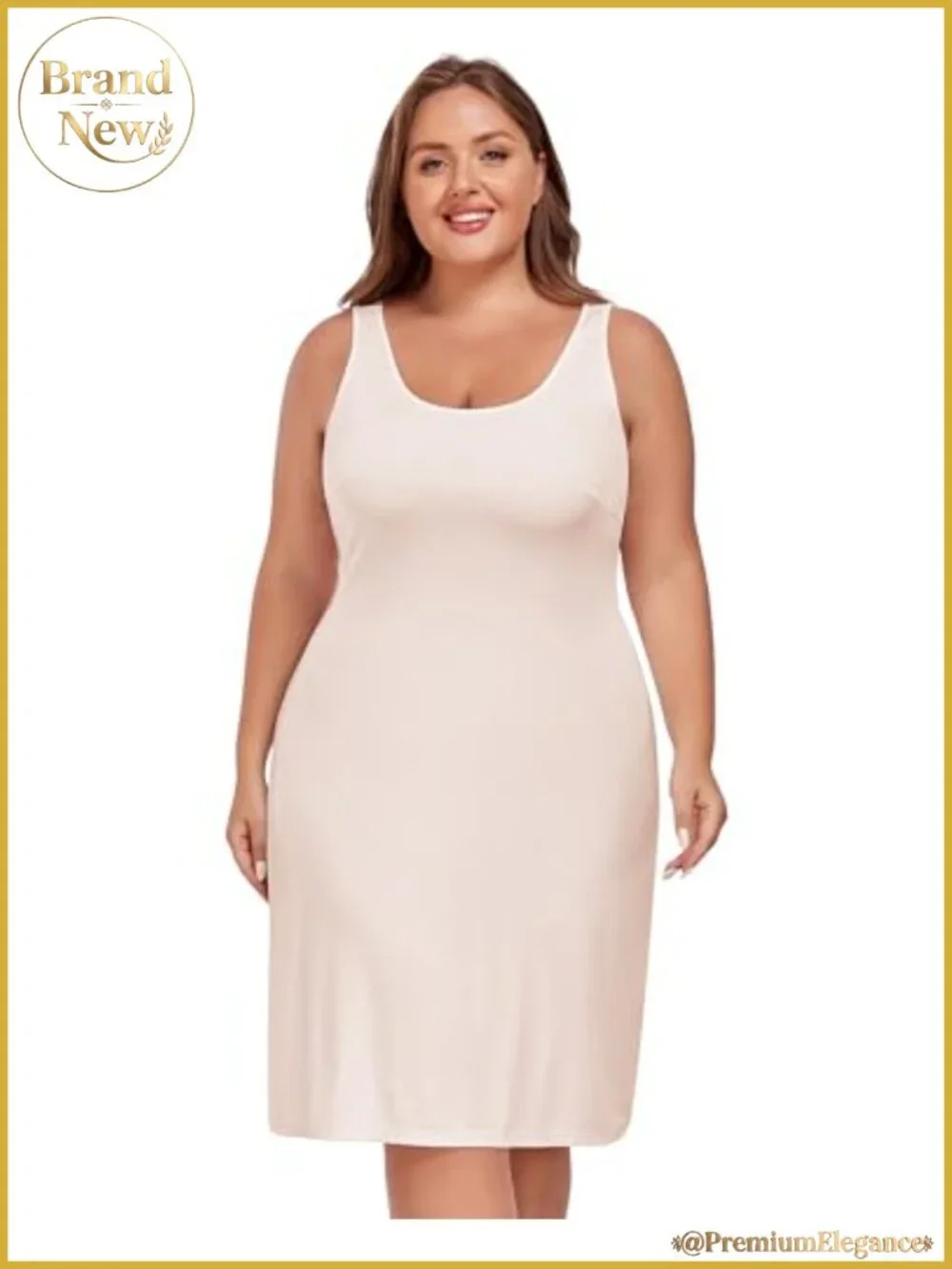 Plus Size Full Slip for Women Under Dress, Wide Straps, U-Neck, Long Slip Dress